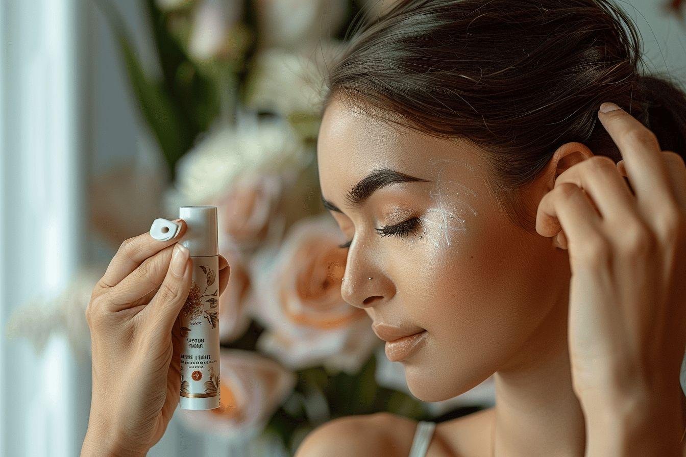 Gros plan d'une femme appliquant un produit cosmétique sur son visage