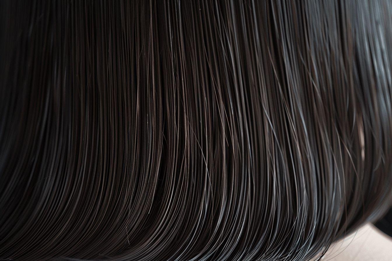 Texture détaillée de mèches de cheveux lisses et brillantes