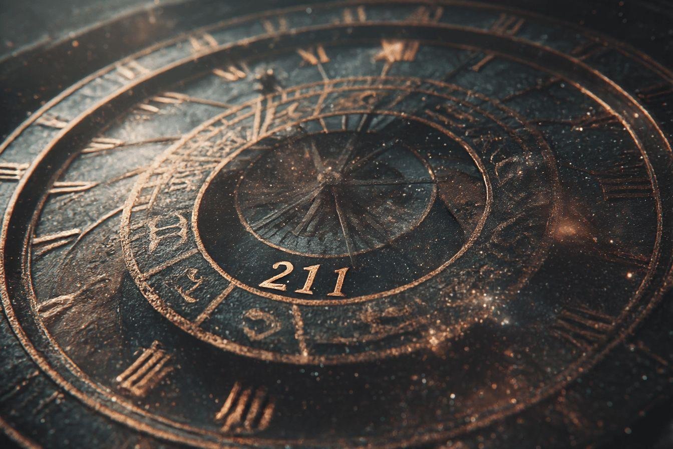 Gros plan d'un cadran ancien gravé avec le nombre 211