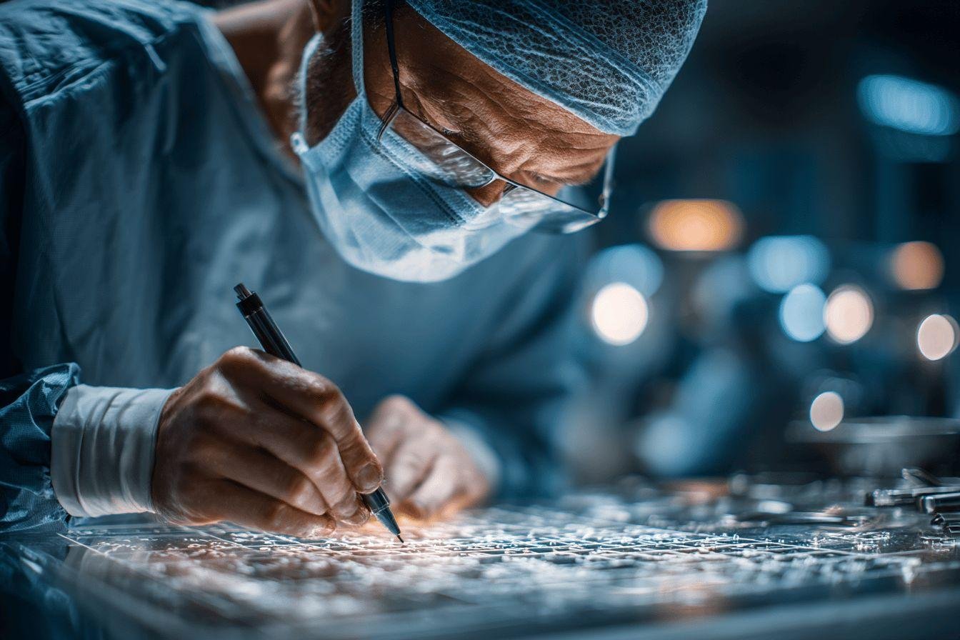 Médecin opérant avec précision, portant une tenue stérile