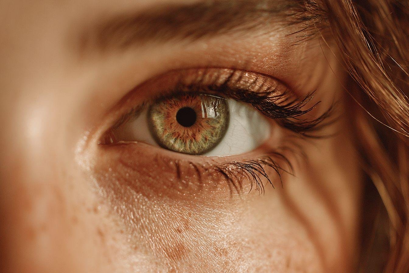 Iris détaillé avec pupille noire, texture oculaire texturée