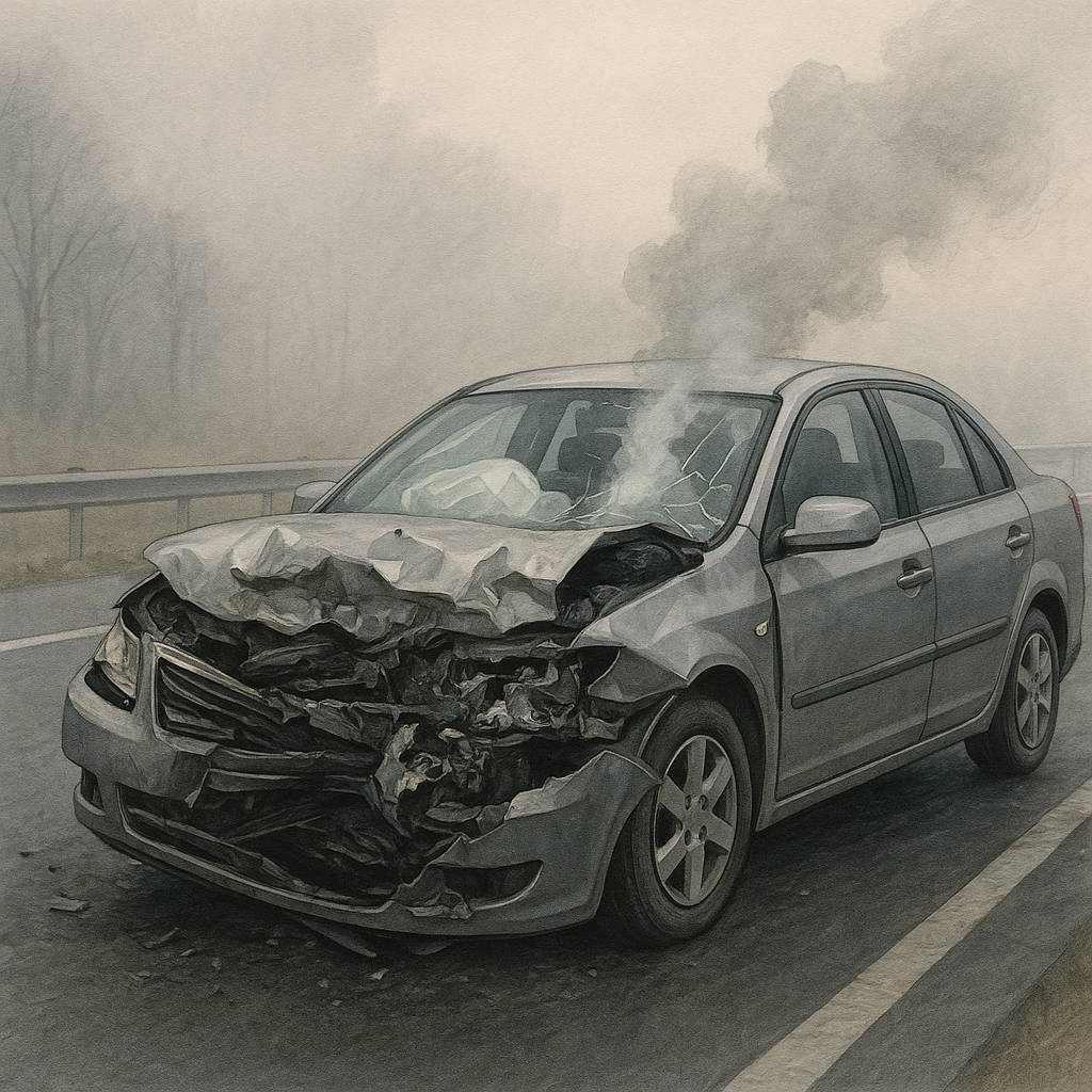une voiture accidentée sur l'autoroute