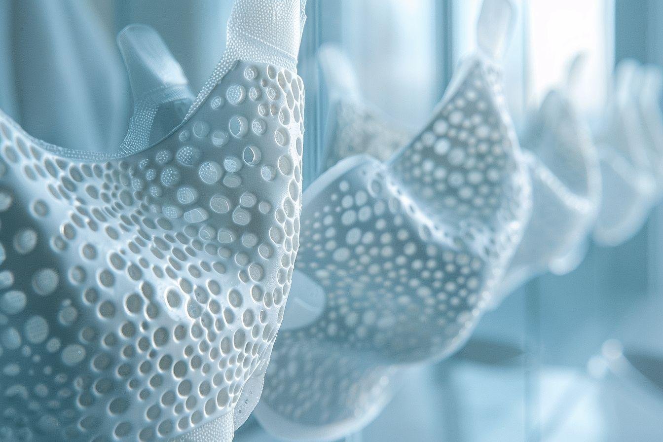 Formes ondulantes blanches avec motif de points en gros plan